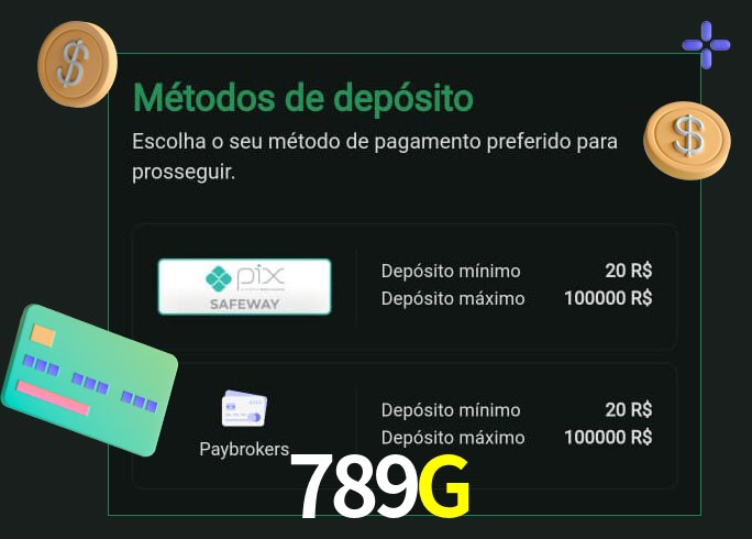 O cassino 789G oferece uma grande variedade de métodos de pagamento